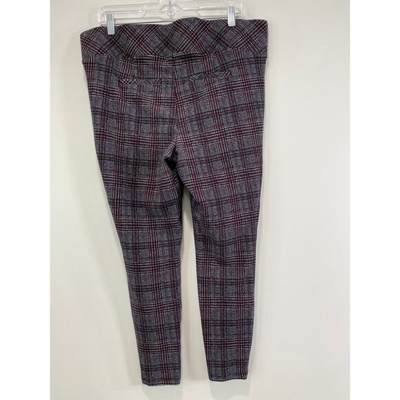Pixie Skinny Luxe Ponte High Rise Pants Herringbone Plaid Gray Size 2X Pockets - Picture 10 of 10